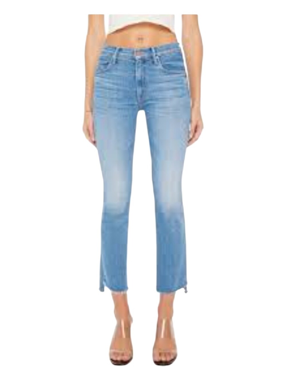 MOTHER Womens Can You Dig It Wash The Insider Crop Step Fray Denim Jeans 28